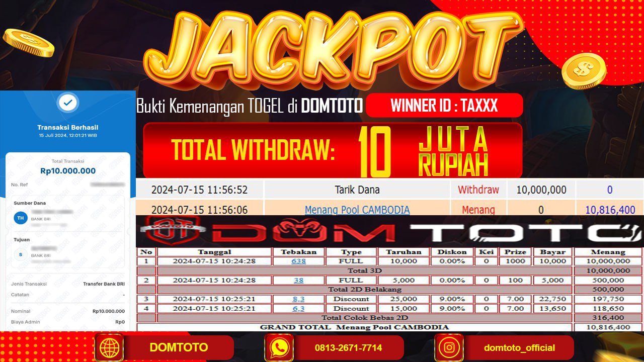 JACKPOT MENANG TOGEL CAMBODIA 15  JULI 2024